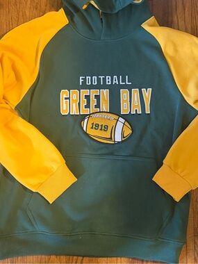 Green Bay Football Hooded Sweatshirt - Green/Yellow size M unbranded NEW